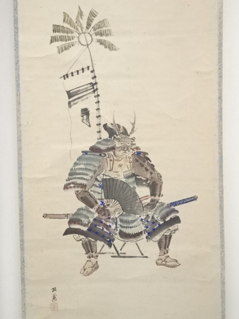 道具 ] - 道具 菅其翠筆 杓子図・梅洲筆 武者図 肉筆紙本掛軸2幅（保護